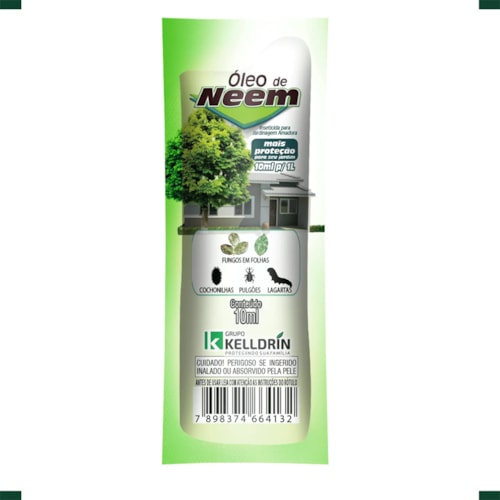 Óleo de Neem Kelldrin Combate Cochonilhas, Pulgões e Lagartas Sachê 10 ml