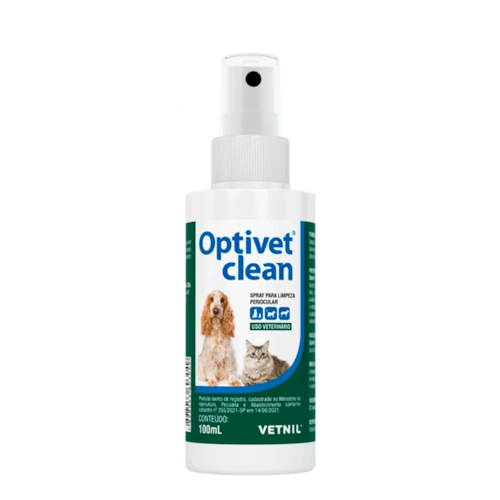 Optivet Clean Spray para Limpeza Periocular (região dos olhos) Cães e Gatos 100 ml