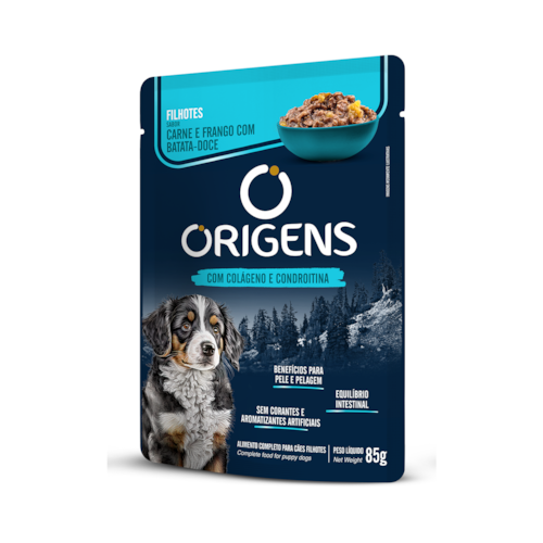 Origens Sachê para Cães Filhotes Sabor Carne e Frango com Batata Doce 85 g