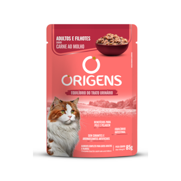 Origens Sachê para Gatos Adultos e Filhotes Sabor Carne ao Molho 85 g - imagem adicional