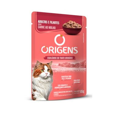 Origens Sachê para Gatos Adultos e Filhotes Sabor Carne ao Molho 85 g