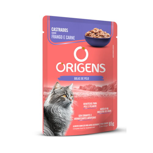 Origens Sachê para Gatos Castrados Sabor Frango e Carne 85 g