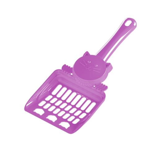 Pá Higiênica Pet Injet Cara de Gato para Limpeza de Caixa de Areia Rosa