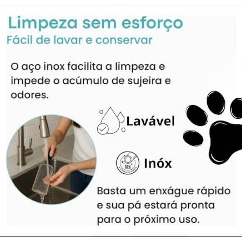 Pá Higiênica Tex Aço Inox para Limpeza de Caixa de Areia 14 cm - imagem adicional