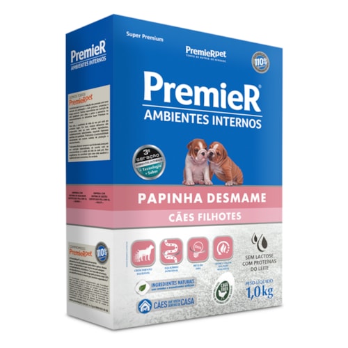 Papinha de Desmame Premier Ambientes Internos para Cães Filhotes 1kg