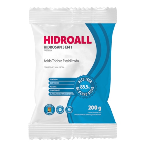 Pastilha de Cloro Hidroall HCL Penta para Piscinas 200g
