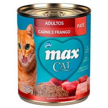 Patê Max Cat para Gatos Adultos Sabor Carne e Frango Lata 280g
