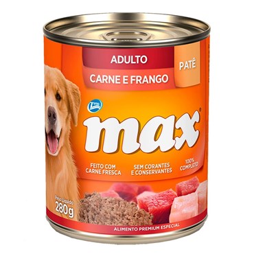 Patê Max para Cães Adultos Sabor Carne e Frango Lata 280g