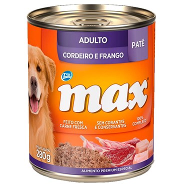 Patê Max para Cães Adultos Sabor Cordeiro e Frango Lata 280 g