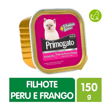 Patê Primogato Premium para Gatos Filhotes Sabor Peru e Frango 150g