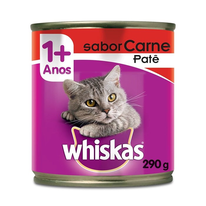 Patê Whiskas para Gatos Adultos Sabor Carne Lata 290 g