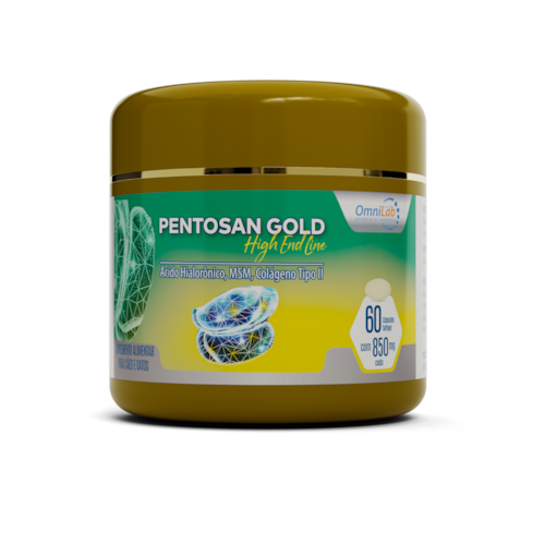 Pentosan Gold High end Line OmiLab Suplemento Alimentar Vitamina D3 Cães e Gatos 850 mg 60 Cápsulas