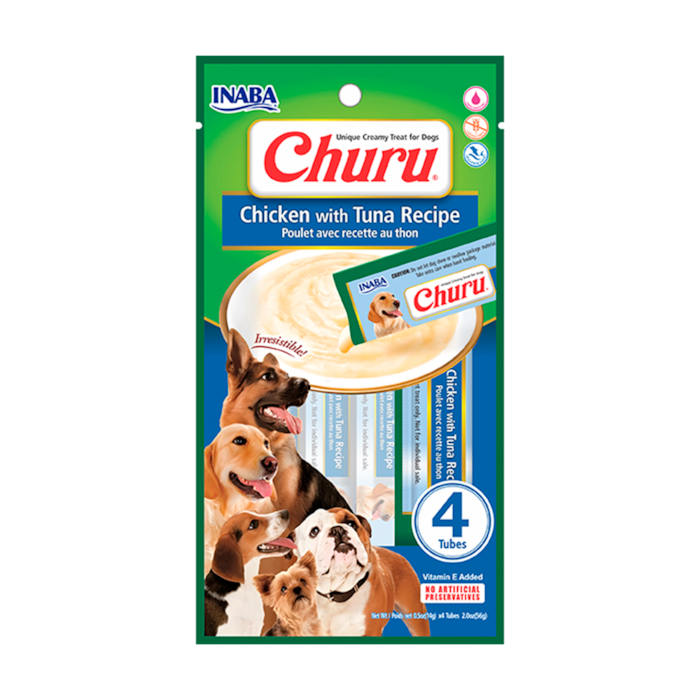 Pestisco Churu Dog Inaba para Cachorro Sabor Frango com Atum 4 Sachês