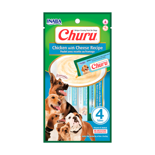 Pestisco Churu Dog Inaba para Cachorro Sabor Frango com Queijo 4 Sachês