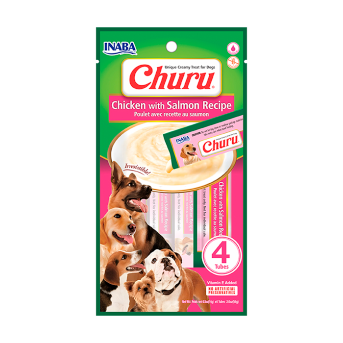 Pestisco Churu Dog Inaba para Cachorro Sabor Frango com Salmão 4 Sachês