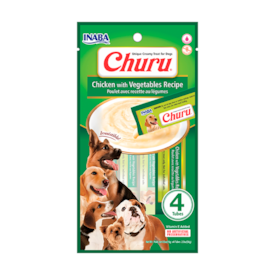 Pestisco Churu Dog Inaba para Cachorro Sabor Frango com Vegetais 4 Sachês