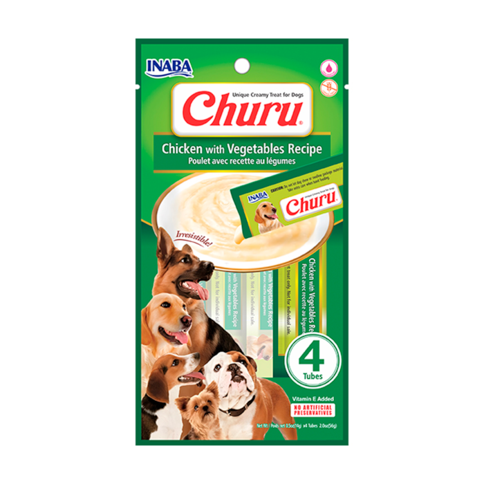 Pestisco Churu Dog Inaba para Cachorro Sabor Frango com Vegetais 4 Sachês
