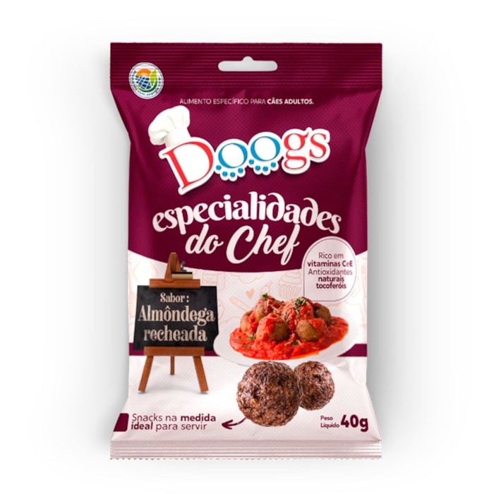 Petisco Bifinho Doogs Especialidades do Chef Sabor Almondega Recheada 40 g