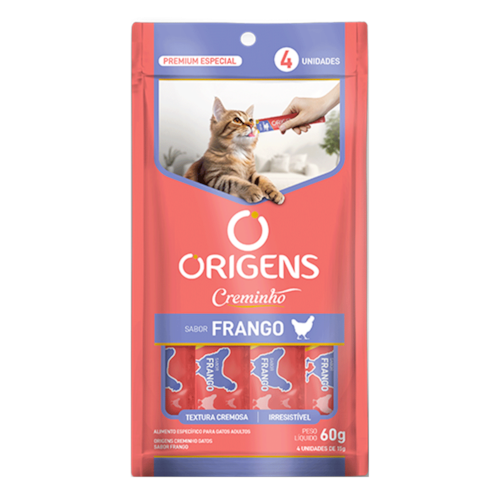 Petisco Cremoso para Gatos Origens Creminho Frango 4 Unidades