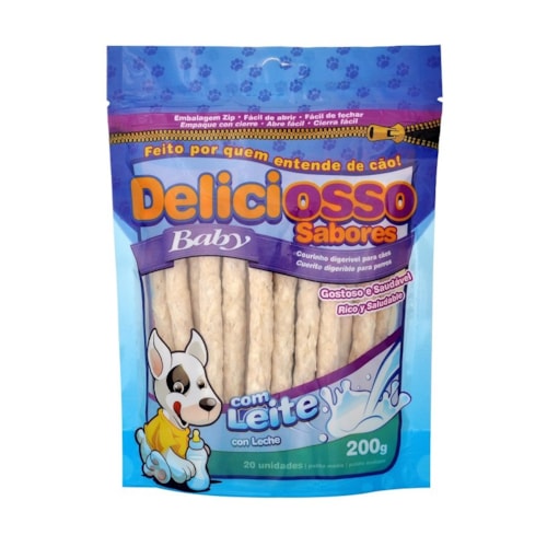 Petisco Deliciosso Baby Sabor Leite para Cães Filhotes 200g