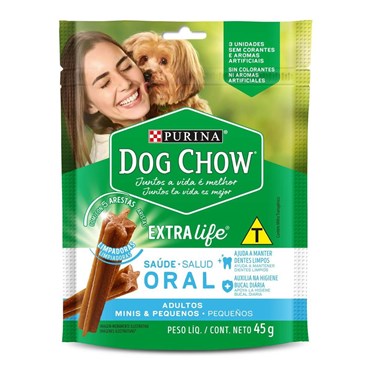 Petisco Dog Chow Extra Life Saúde Oral para Cães Adultos Raças Mini e Pequenas