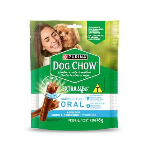 Petisco Dog Chow Extra Life Saúde Oral para Cães Adultos Raças Mini e Pequenas - imagem adicional