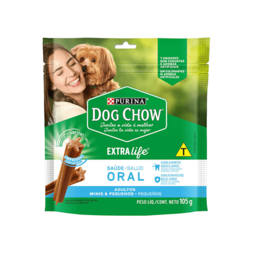 Petisco Dog Chow Extra Life Saúde Oral para Cães Adultos Raças Mini e Pequenas