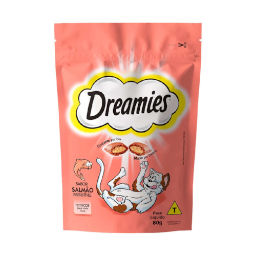 Petisco Dreamies Salmão Gatos Adultos 80g