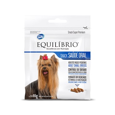 Petisco Equilíbrio Snacks Saúde Oral para Cães Adultos de Raças Pequenas 80g