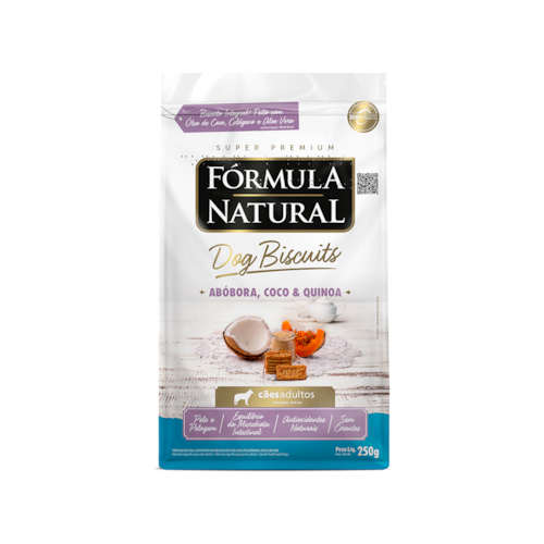 Petisco Fórmula Natural Dog Biscuits Abóbora, Coco e Quinoa para Cães Adultos 250g