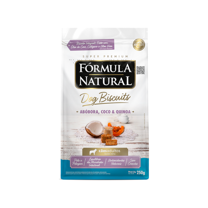 Petisco Fórmula Natural Dog Biscuits Abóbora, Coco e Quinoa para Cães Adultos 250g