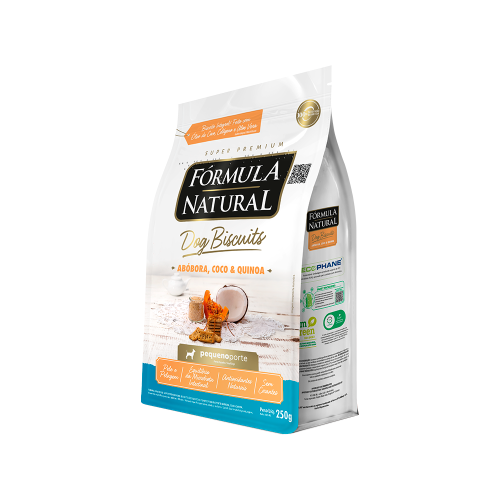 Petisco Fórmula Natural Dog Biscuits Abóbora, Coco e Quinoa para