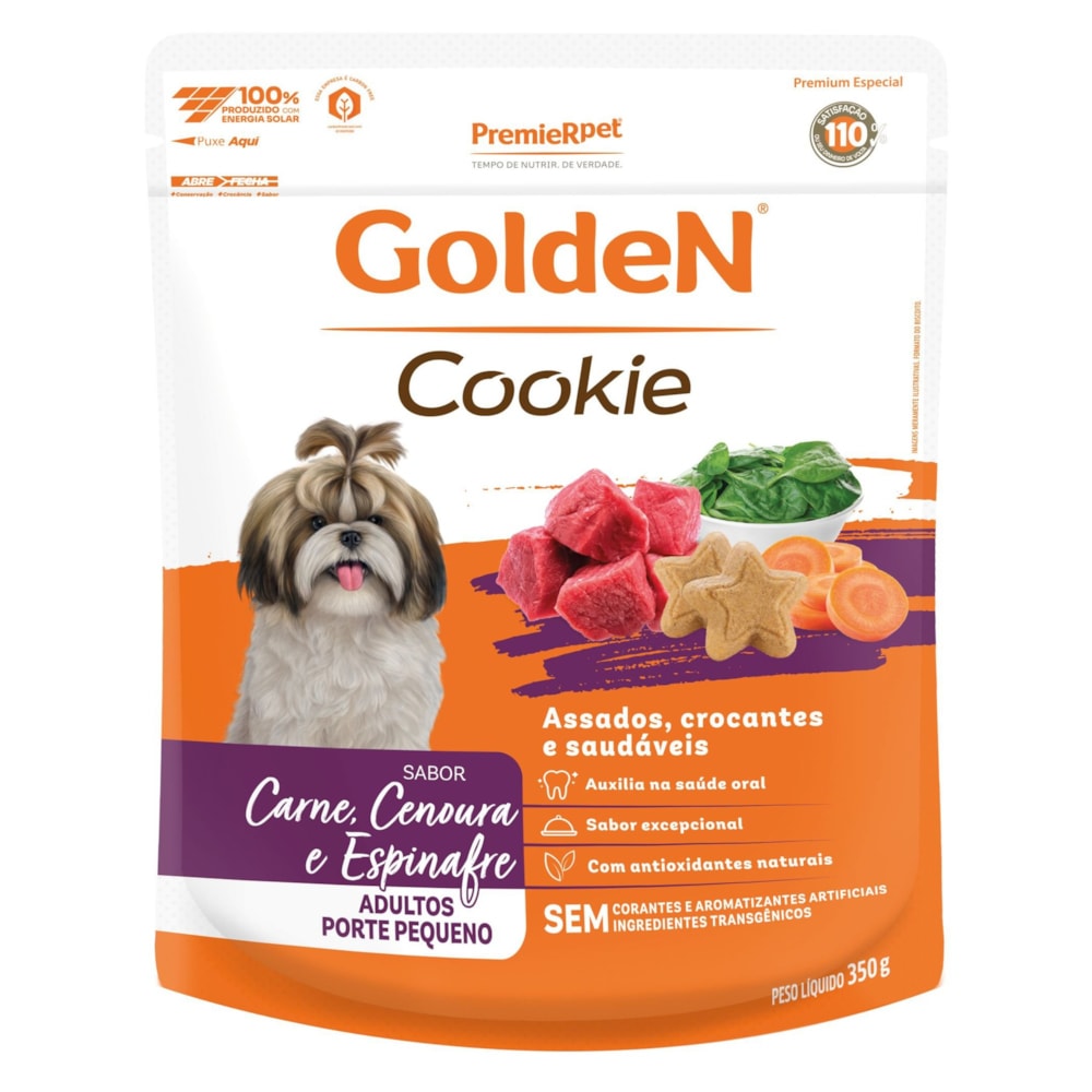 Petisco Golden Cookie Cães Adultos Porte Pequeno Sabor Carne e Vegetais 350g