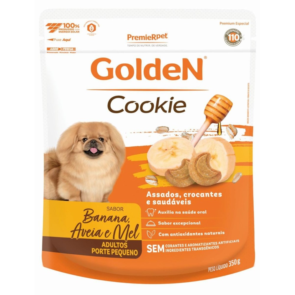 Petisco Golden Cookie Cães Adultos Sabor Banana, Aveia & Mel 350g