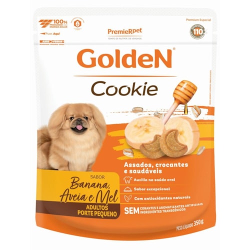 Petisco Golden Cookie Cães Adultos Sabor Banana, Aveia & Mel 350g
