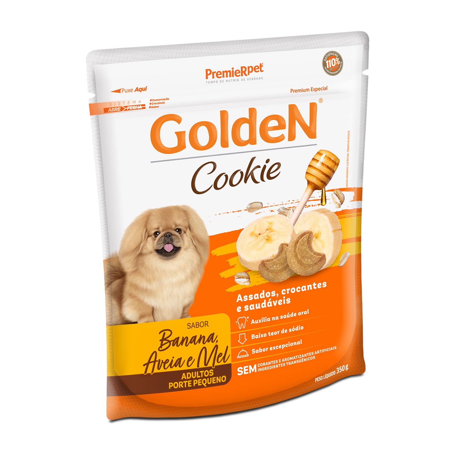 Petisco Golden Cookie Cães Adultos Sabor Banana, Aveia & Mel 350g