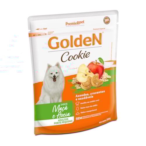 Petisco Golden Cookie para Cães Adultos de Porte Pequeno Sabor Maçã e Aveia 350g