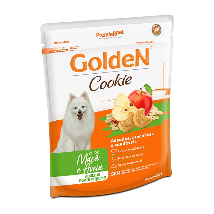 Petisco Golden Cookie para Cães Adultos de Porte Pequeno Sabor Maçã e Aveia 350g