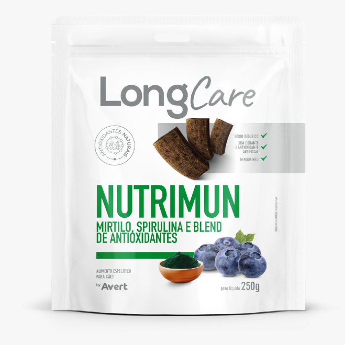 Petisco Longcare para Cães Nutrimun Sabor Mirtilo, Spirulina e Blend de Antioxidantes 250g - Avert