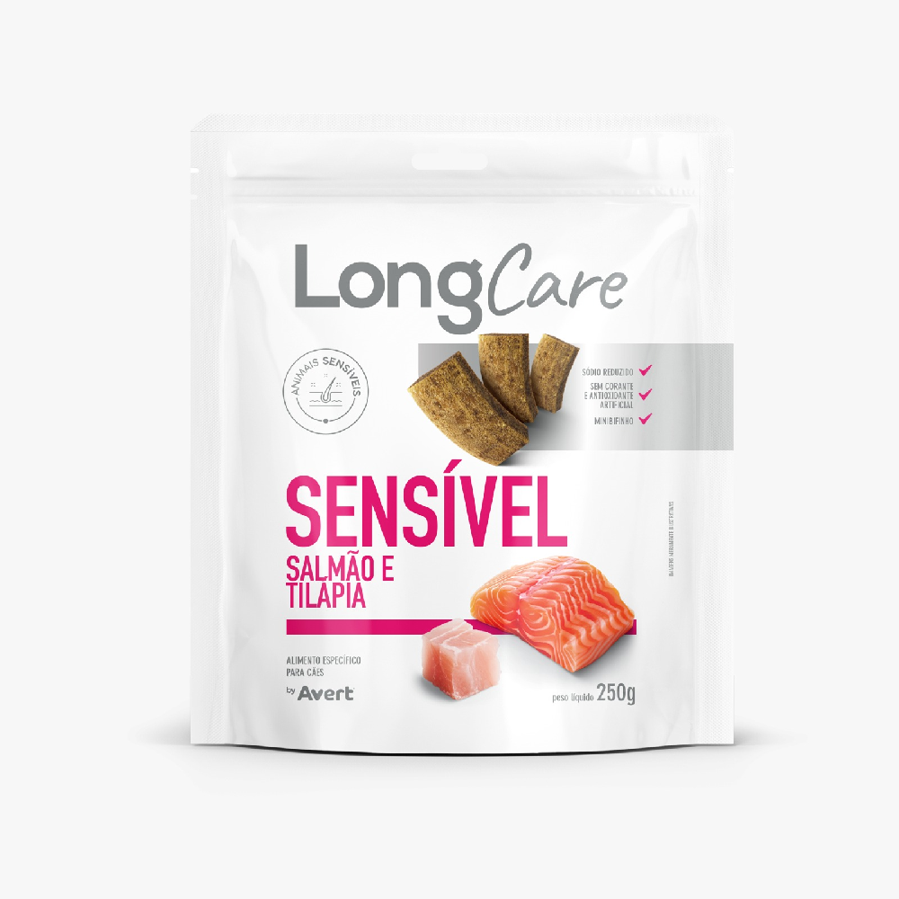 Petisco Longcare Sensível Sabor Salmão e Tilapia 250g - Avert