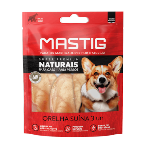 Petisco Mastig Super Premium Natural Orelha Suina 3 unidades