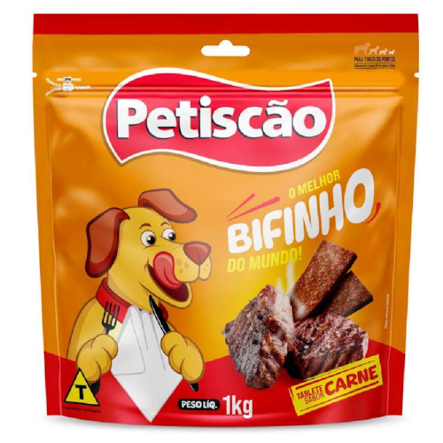 Petisco Mastigável Sabor Carne 1KG Petiscão