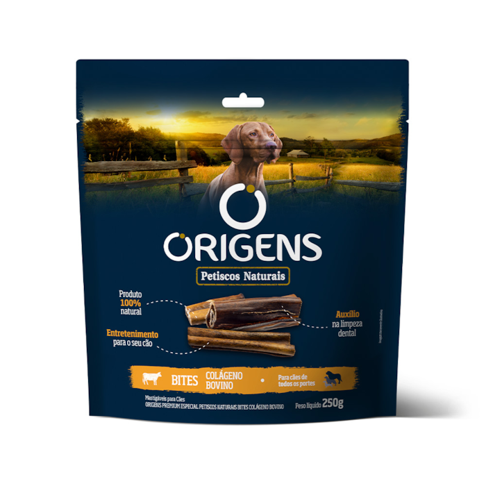 Petisco Natural Origens Bites Colágeno Bovino para Cães 120g