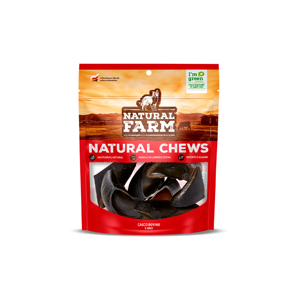 Petisco Natural para Cachorro Casco Bovino Natural Farm 6 Unidades 180 g