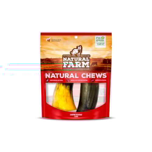 Petisco Natural para Cachorro Chifre Bovino Natural Farm 2 Unidades 258 g
