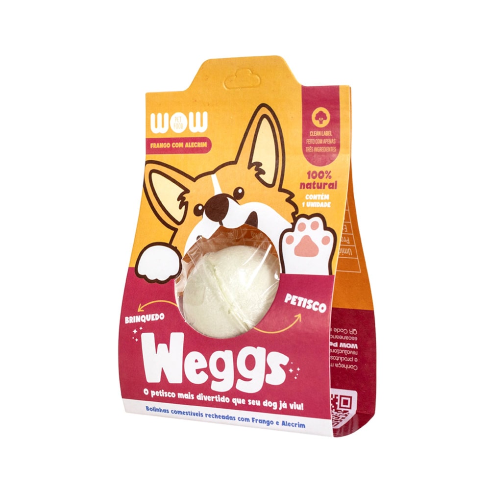 Petisco Natural para Cães Weggs Sabor Frango com Alecrim WOW Pet Food