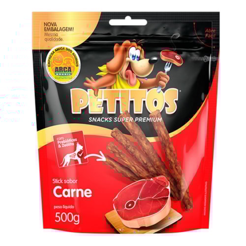 Petisco Petitos Palito de Sabor Carne para Cães 500g