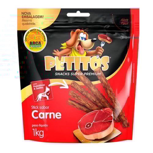 Petisco Petitos Palito para Cães de Sabor Carne 1kg