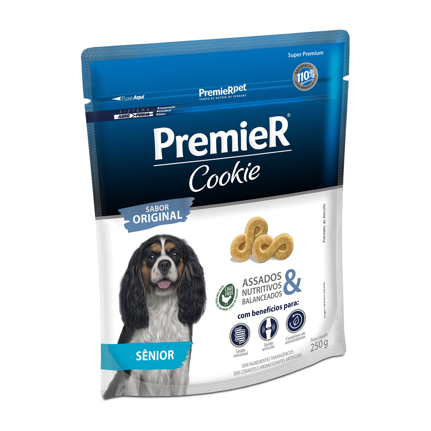 パッキー。 Petisco Premier Cookie Cães Sênior sabor Original 250g