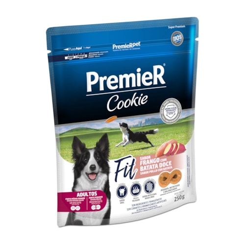 Petisco Premier Cookie Fit Frango com Batata Doce para Cães Adultos 250g